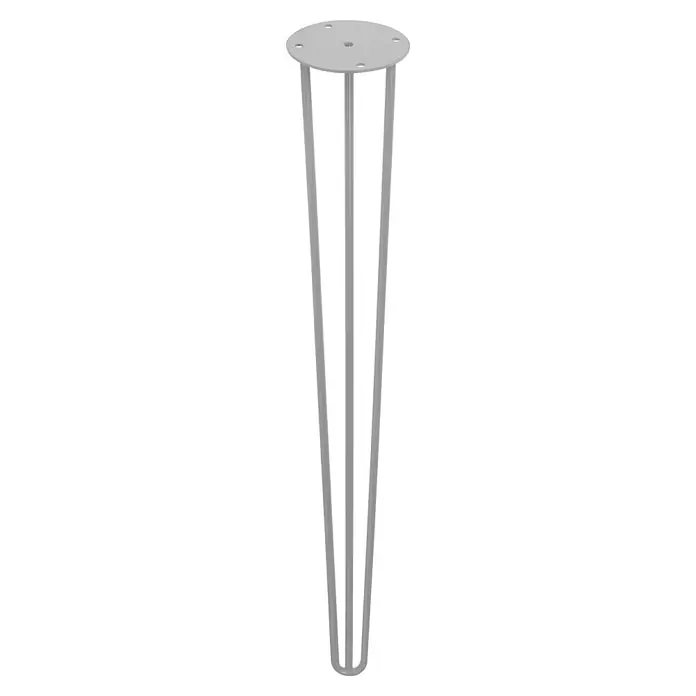 Rei Pata para muebles Tri - Ø x Al: 10 x 71 cm, Acero, Plateado - Pata de mesa metálica con tres varillas y placa de montaje redonda. Ideal para proyectos de bricolaje de muebles.
