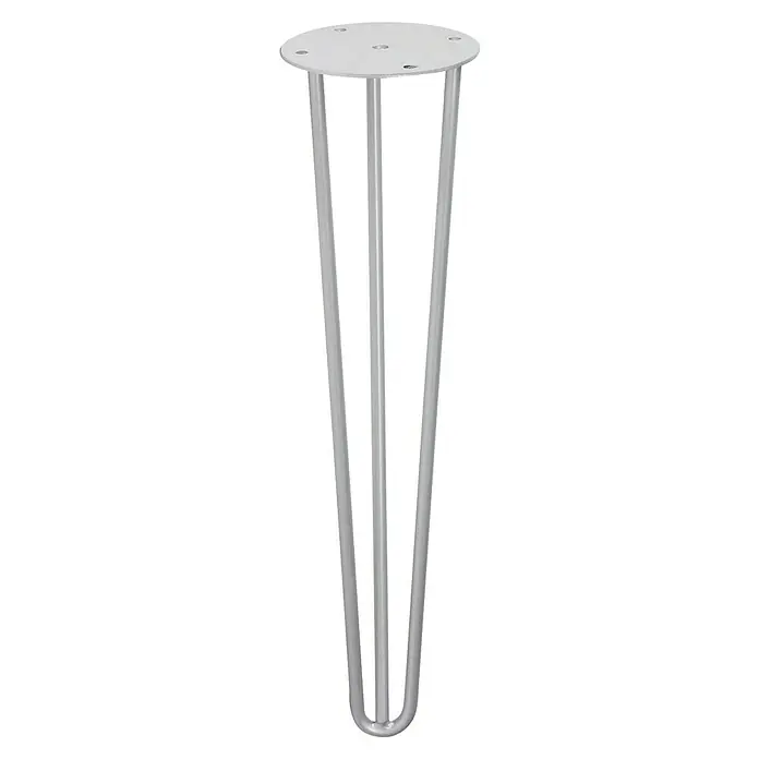 Rei Pata para muebles Tri - Ø x Al: 10 x 40 cm, Acero, Plateado - Pata de mesa plateada de tres varillas con una placa de montaje redonda para una fácil fijación a tableros.