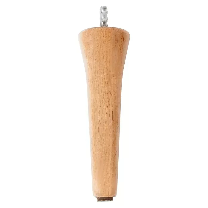 Rei Pata para muebles Crudo - Capacidad de carga: 30 kg, Madera, Ø x L: 55 x 17 cm, Sin tratar - Pata de mueble cónica de madera clara con perno roscado y almohadilla protectora.