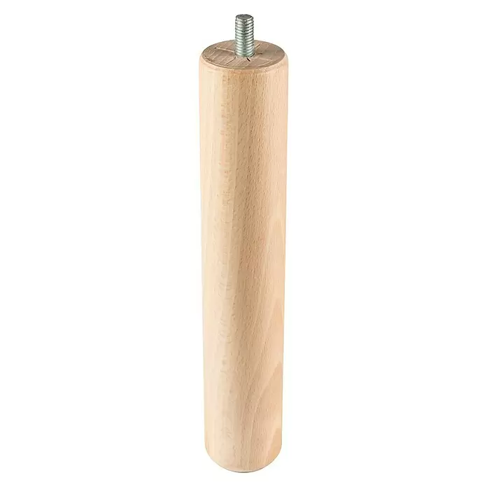 Rei Pata para muebles Transparente - Ø x L: 4,7 x 25 cm, Capacidad de carga: 30 kg, Madera - Pata de mueble de madera clara con tornillo metálico.