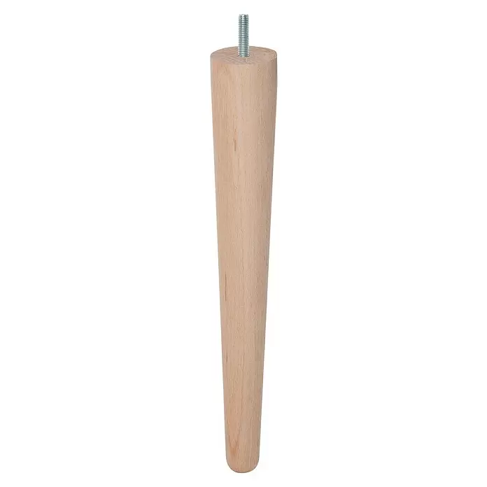 Rei Pata para muebles - Ø x L: 4,8 x 33 cm, Capacidad de carga: 30 kg, Madera - Pata cónica de mueble de madera natural con perno roscado para fijación.