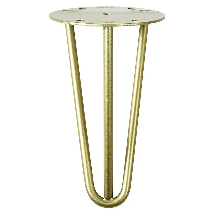 Rei Pata para muebles Tri - Ø x Al: 10 x 16 cm, Acero, Dorado - Pata dorada de mesa con tres varillas y placa de montaje redonda.