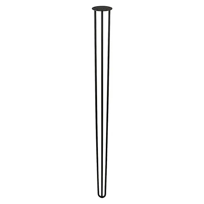Rei Pata para muebles Tri - Ø x Al: 10 x 110 cm, Acero, Negro - Una pata de mueble metálica negra y elegante con una placa de montaje redonda en la parte superior, ideal para diseños modernos de muebles.