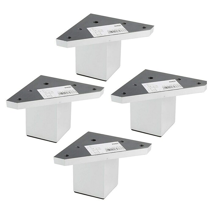 Rei Set de patas de mueble 972 (L x An x Al: 4,2 x 4,2 x 6 cm, Plástico, 4 ud., Aluminio) | BAUHAUS