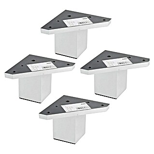 Rei Set de patas de mueble 972 (L x An x Al: 4,2 x 4,2 x 6 cm, Plástico, 4 ud., Aluminio)