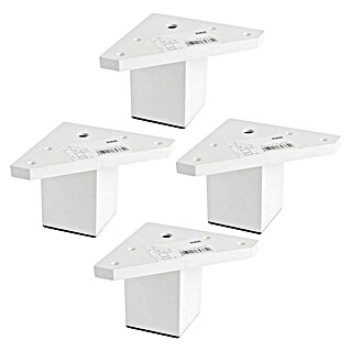 Rei Set de patas de mueble 972 (L x An x Al: 4,2 x 4,2 x 6 cm, Plástico, 4 ud., Blanco)