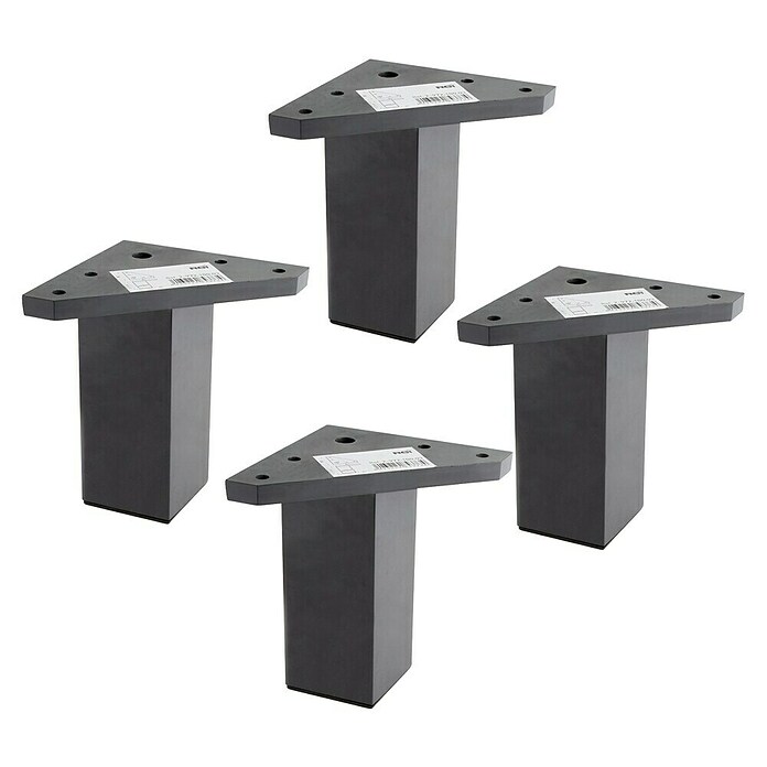 Rei Möbelfuß-Set Rei (L x B x H: 4,2 x 4,2 x 10 cm, Kunststoff, 4 Stk., Schwarz) | BAUHAUS