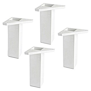 Rei Set de patas de mueble 972 (L x An x Al: 4,2 x 4,2 x 15 cm, Plástico, 4 ud., Blanco)