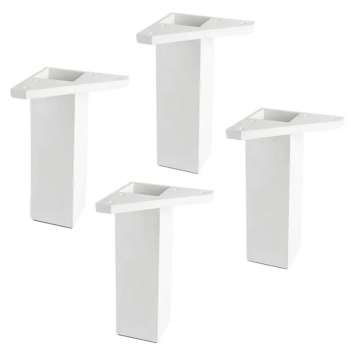 Rei Set de patas de mueble 972 - L x An x Al: 4,2 x 4,2 x 15 cm, Plástico, 4 ud., Blanco - Cuatro patas de muebles blancas con placa de montaje triangular y cuerpo cuadrado. Ideal para el diseño de muebles.