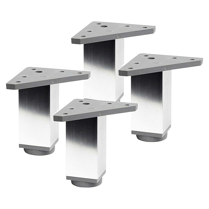Pata para muebles (L x An x Al: 4 x 4 x 10 cm, Aluminio, 4 ud.) | BAUHAUS