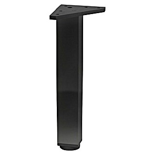 Pata para muebles (L x An x Al: 4 x 4 x 30 cm, Aluminio, Negro, Cuadrado, 1 ud.)