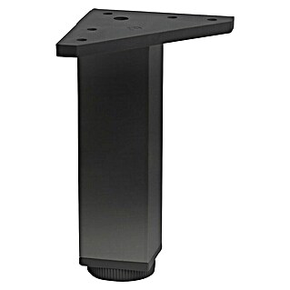 Pata para muebles (L x An x Al: 4 x 4 x 15 cm, Aluminio, Negro, Cuadrado, 1 ud.)