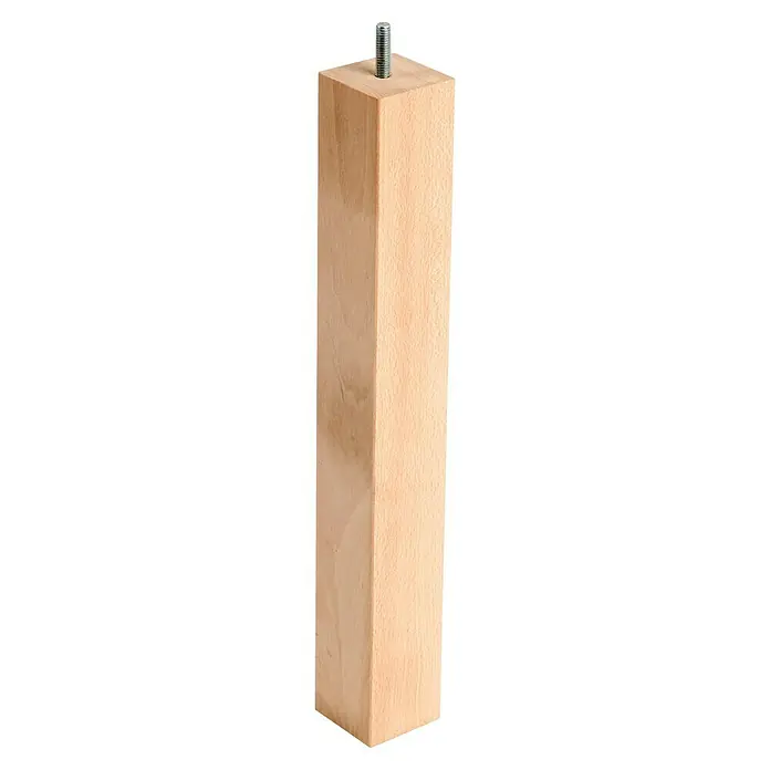 Rei Pata para muebles - L x An x Al: 4,6 x 4,6 x 36 cm, Capacidad de carga: 30 kg, Madera - Pata de mueble cuadrada de madera marrón claro con una parte superior roscada, perfecta para proyectos de bricolaje y reparaciones.