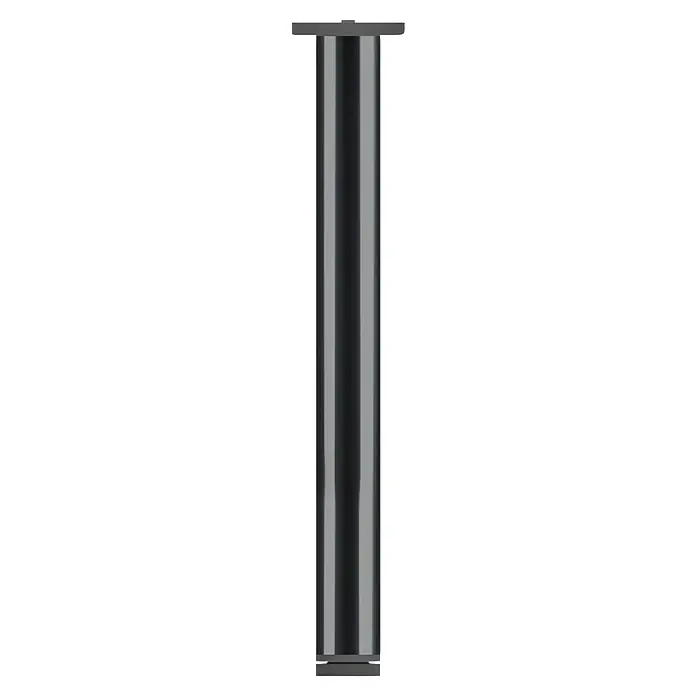 Pata para muebles - Ø x Al: 4 x 40 cm, Aluminio, Negro, 1 ud. - Primer plano de una pata de mueble negra y elegante con un acabado metálico, presentada elegantemente sobre un fondo oscuro.