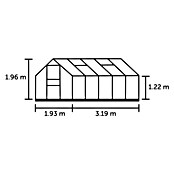 Halls Gewächshaus Popular 106 (Außenmaß inkl. Dachüberstand (B x T): 193 x 319 cm, Einscheibensicherheitsglas, 3 mm, Grün) | BAUHAUS