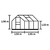 Halls Gewächshaus Popular 66 (Außenmaß inkl. Dachüberstand (B x T): 193 x 195 cm, Einscheibensicherheitsglas, 3 mm, Grün) | BAUHAUS