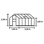 Halls Gewächshaus Burford 610 (Außenmaß inkl. Dachüberstand (B x T): 194 x 318 cm, Material Seitenwand: Glas, 3 mm, Schwarz) | BAUHAUS