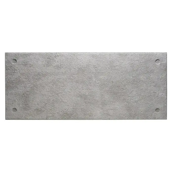 Panel de pared Industrial - 120 x 50 cm, 2 ud. - Loseta de hormigón gris con cuatro orificios de montaje en las esquinas, ideal para construcción y diseño exterior.