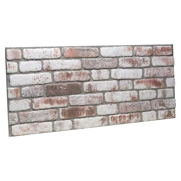 Panel de pared Ladrillo - 120 x 50 cm, 2 ud. - Primer plano de un panel decorativo de pared con un patrón de ladrillos en tonos blancos y marrones, ideal para decoración mural.