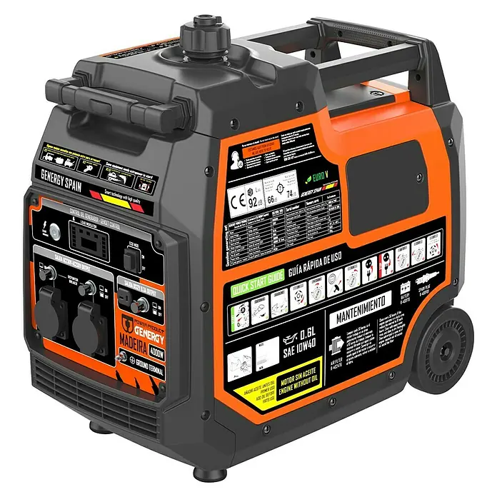 Genergy Generador Madeira - 3,6 kW, Volumen del depósito: 7,8 l - Generador Genergy Madeira con 4000W de potencia, ideal para uso móvil y como fuente de energía de respaldo. Diseño compacto y fácil de usar.
