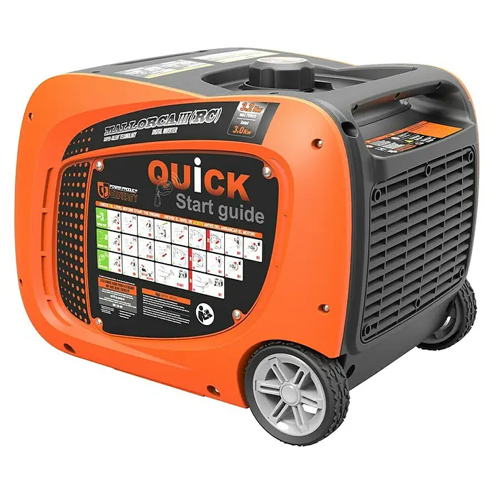 Genergy Generador Mallorca - 3 kW, Volumen del depósito: 6,8 l - El generador MALLORCA III (RC) es un inversor digital con tecnología súper silenciosa y una potencia máxima de 3,2 kW.