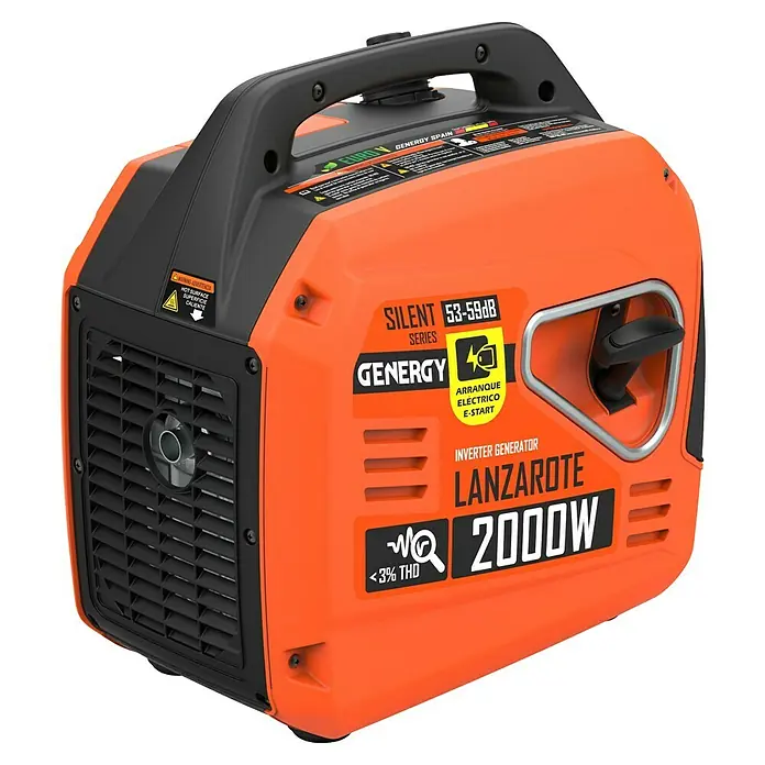 Genergy Generador Lanzarote - 1,8 kW, Volumen del depósito: 4 l, Consumo: 0,8 l/h - Generador inversor portátil GENERGY LANZAROTE 2000W con arranque eléctrico para energía fiable en cualquier lugar.