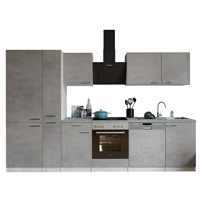 Respekta Küchenzeile Malia Typ 1 (Breite: 310 cm, Beton, Mit Elektrogeräten) | BAUHAUS