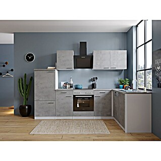 Respekta Winkelküche Malia Typ 3 (B x T x H: 280 x 172 x 200 cm, Beton, Mit Elektrogeräten)