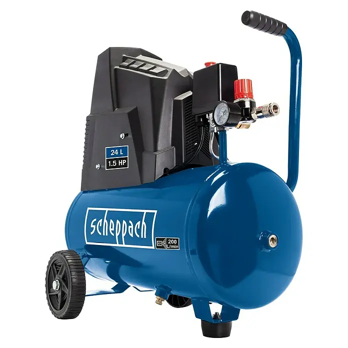 Scheppach Kompressor HC30o - Max. Druck: 8 bar, 24 l - Der Scheppach Air Force 1.5 HP Kompressor mit 24L Tankvolumen für vielseitige Anwendungen. Ideal für Werkstatt und Hobby.