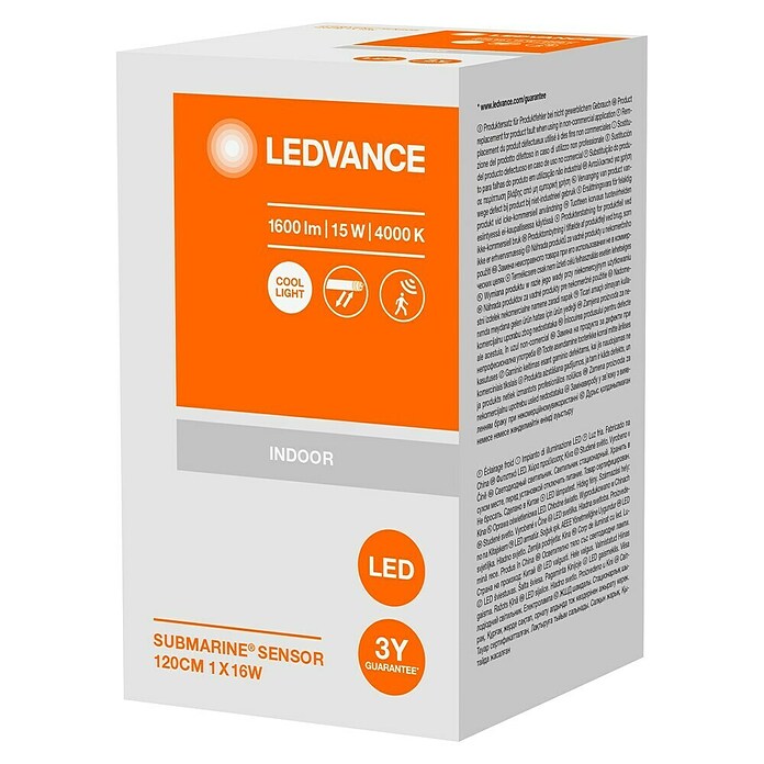 Osram Led-lichtbalk voor vochtige ruimtes Submarine Sensor (l x b x h: 120 x 6,6 x 7,5 cm, Koud wit, 16 W, IP65) | BAUHAUS