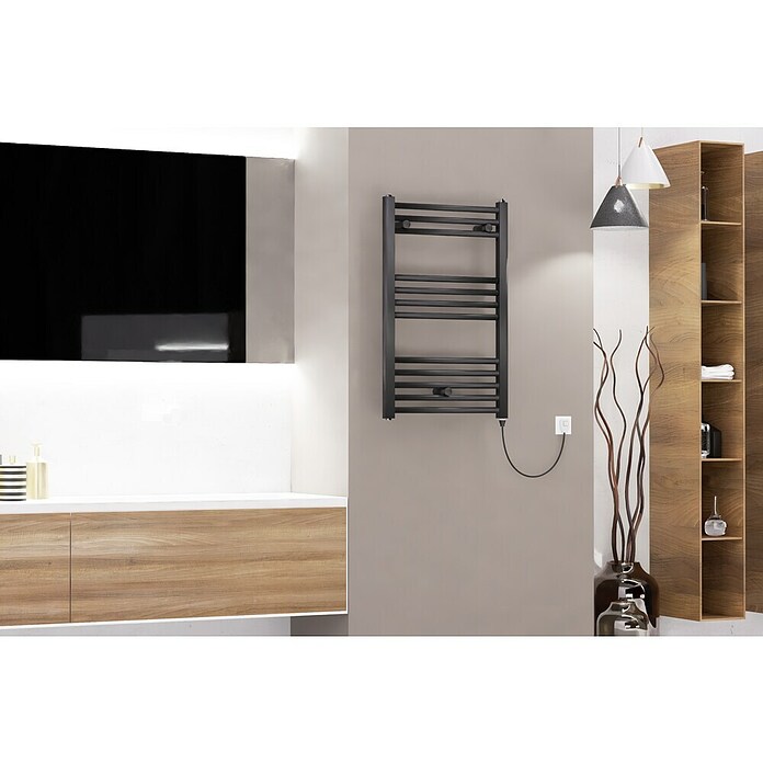 Rointe Radiador toallero eléctrico Elba CLV (An x Al: 55 x 77 cm, 300 W, Negro) | BAUHAUS