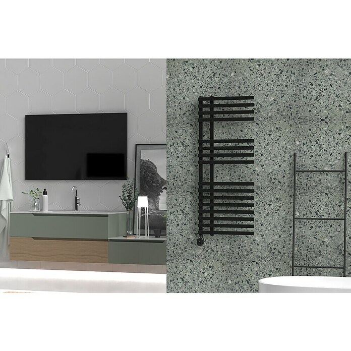 Rointe Radiador toallero Venezia Oval (An x Al: 50 x 87 cm, Combinación de conexión del radiador: Otros, Negro) | BAUHAUS