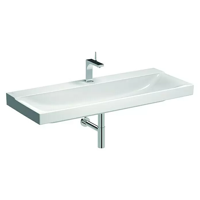 Geberit Xeno² Waschtisch - 120 x 48 cm, Mit schmutzabweisender Glasur, Hahnloch: Mitte, Mit Überlauf, Weiß - Rechte Seitenansicht