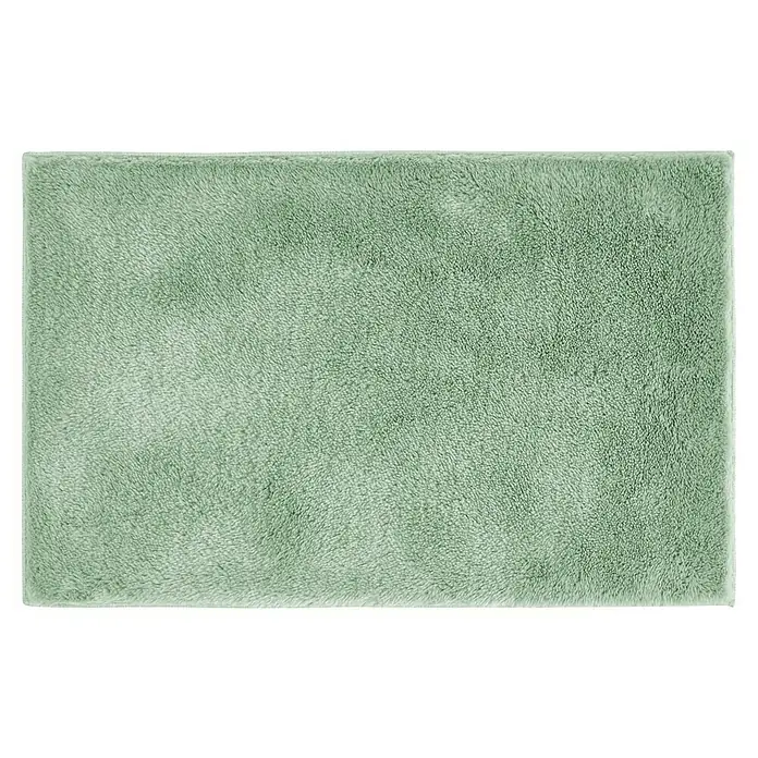Badteppich Florida - 50 x 80 cm, Salbei, 100% Polyester - Detailaufnahme einer rechteckigen, hellgrünen Badematte mit weicher Textur, ideal für Komfort und Stil im Badezimmer.