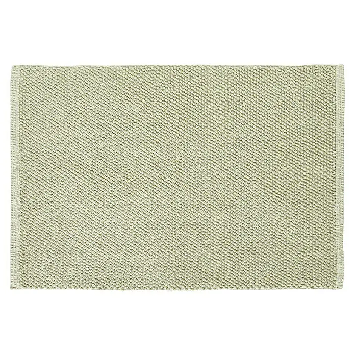 Badteppich Atlanta - 50 x 80 cm, Salbei, 100% Baumwolle - Beiger Badteppich mit gewebter Textur und schmaler Bordüre, ideal für ein stilvolles Badezimmer.