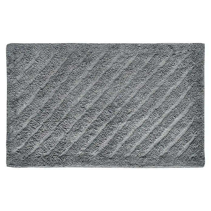 Badteppich Havanna - 50 x 80 cm, Grau, Stripe, 80% Baumwolle, 20% Polyester - Graue Badematte mit gerippter Textur. Eine stilvolle und funktionale Ergänzung für jedes Badezimmer, bietet Komfort und Sicherheit.