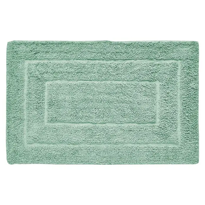 Badteppich Havanna - 50 x 80 cm, Salbei, Border, 80% Baumwolle, 20% Polyester - Nahaufnahme einer rechteckigen, mintgrünen Badematte mit strukturiertem Design und weicher Oberfläche.