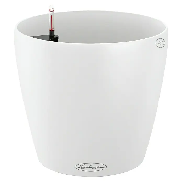 Lechuza Classico Pflanztopf Color - Außenmaß (Ø x H): 19 x 17 cm, Kunststoff, Weiß - Ein Lechuza Blumentopf in Weiß mit integriertem Wasserstandsanzeiger, perfekt für Zimmerpflanzen und stilvolle Dekoration.