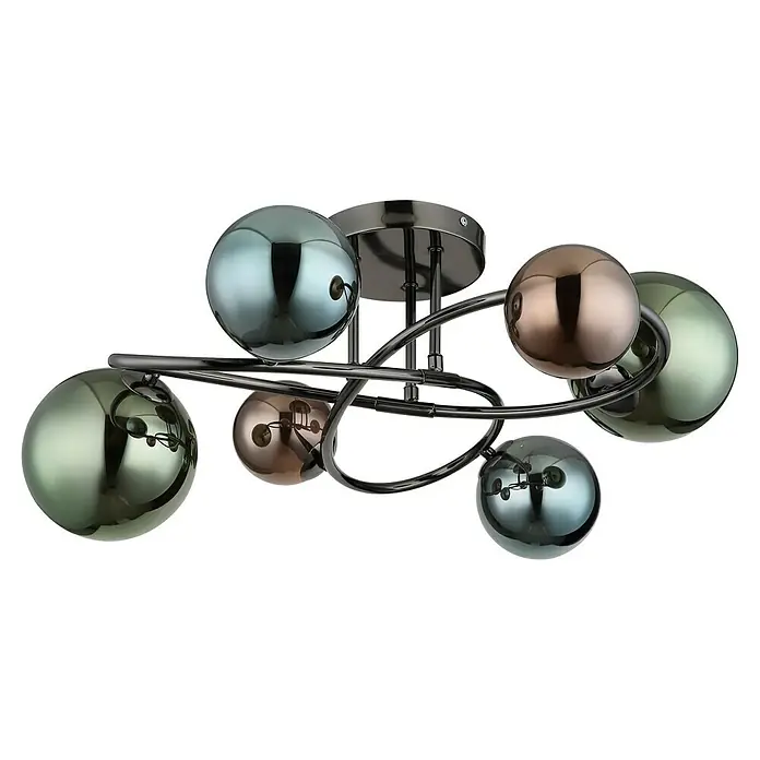 Globo Riha LED-Deckenleuchte - 3,5 W, Grau matt, Mehrfarbig, Warmweiß - Moderne Deckenleuchte mit farbigen Glas-Kugelschirmen, die ein elegantes und stimmungsvolles Licht erzeugt. Perfekt für stilvolle Wohnräume.
