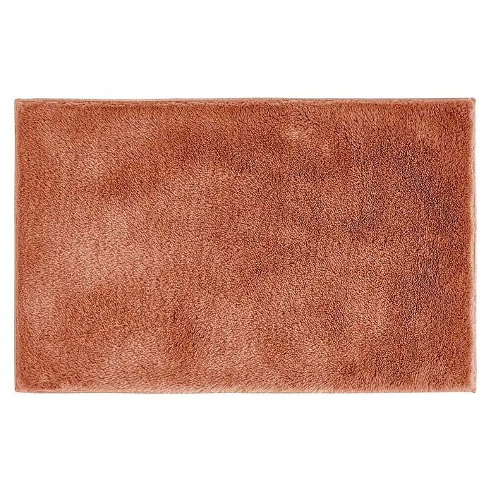 Badteppich Florida - 60 x 100 cm, Rostrot, 100% Polyester - Flauschiger, kupferfarbener Teppich, der Wärme und Komfort in jeden Raum bringt. Perfekt für ein gemütliches Ambiente und weiche Füße.