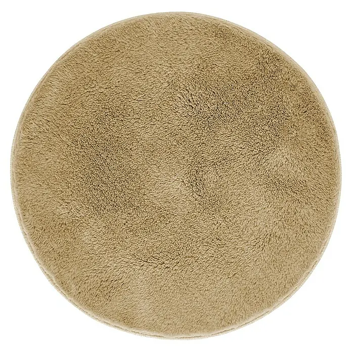 Badteppich Florida - 60 x 60 cm, Taupe, 100% Polyester - Flauschiger, runder Teppich in einem warmen Beigeton, ideal für Badezimmer oder Schlafzimmer, bietet Komfort und Wärme unter den Füßen.