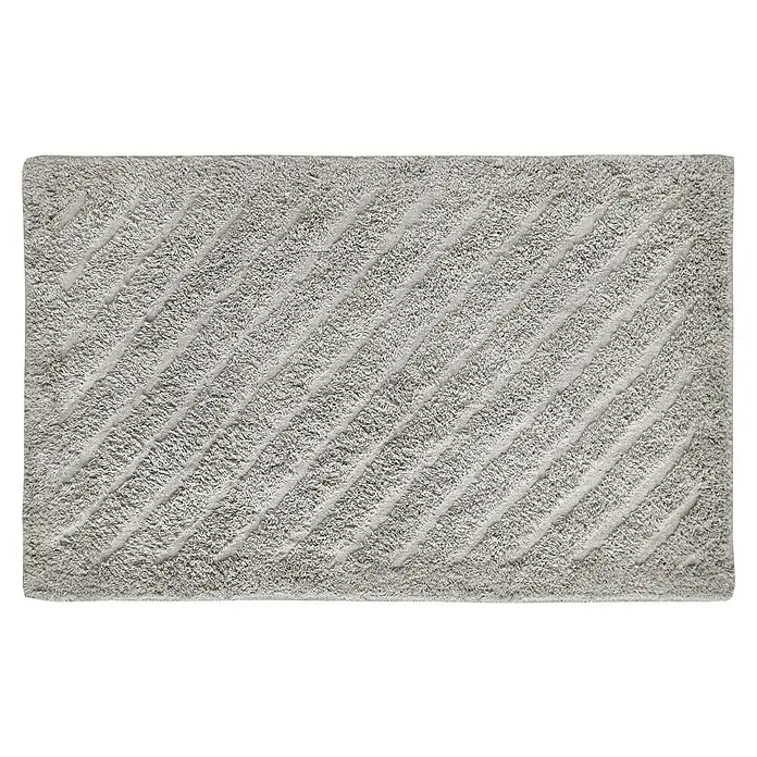 Badteppich Havanna - 50 x 80 cm, Taupe, Stripe, 80% Baumwolle, 20% Polyester - Graue Badematte mit geripptem Muster. Ideal für Badezimmer, bietet Komfort und Sicherheit mit stilvollem Design.