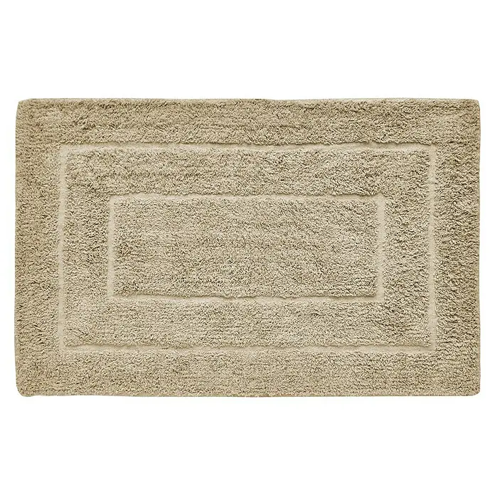 Badteppich Havanna - 50 x 80 cm, Beige, Border, 80% Baumwolle, 20% Polyester - Beiger Badteppich mit rechteckigem Design. Flauschiger Teppich für Badezimmer mit dekorativer Bordüre für ein angenehmes Ambiente.