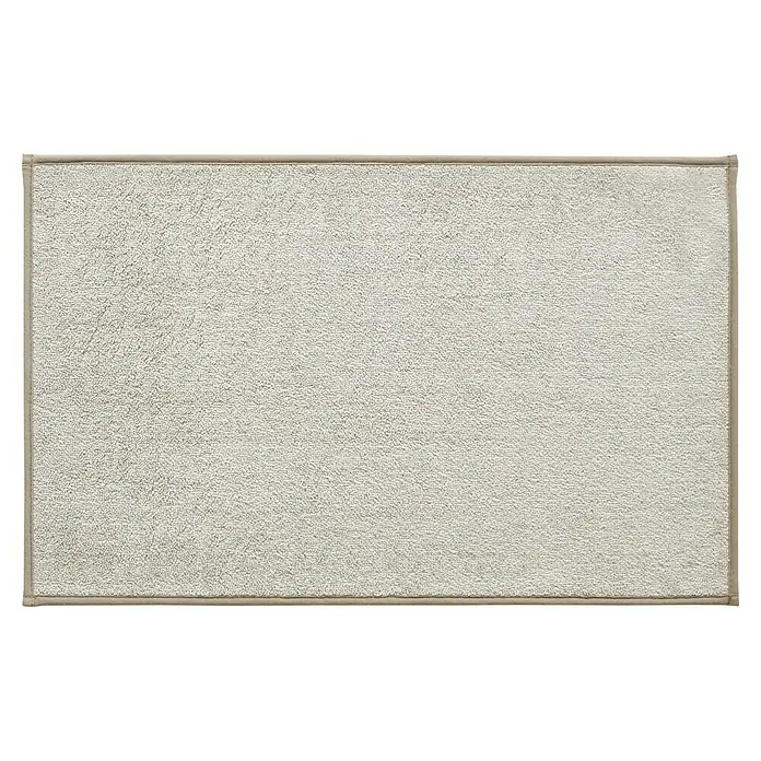 Badteppich Malibu - 60 x 100 cm, Beige, 100% Polyester - Hochflor Badteppich in natürlicher Farbe, rechteckig mit dekorativer Bordüre, weich und saugfähig für ein angenehmes Gefühl nach dem Duschen.