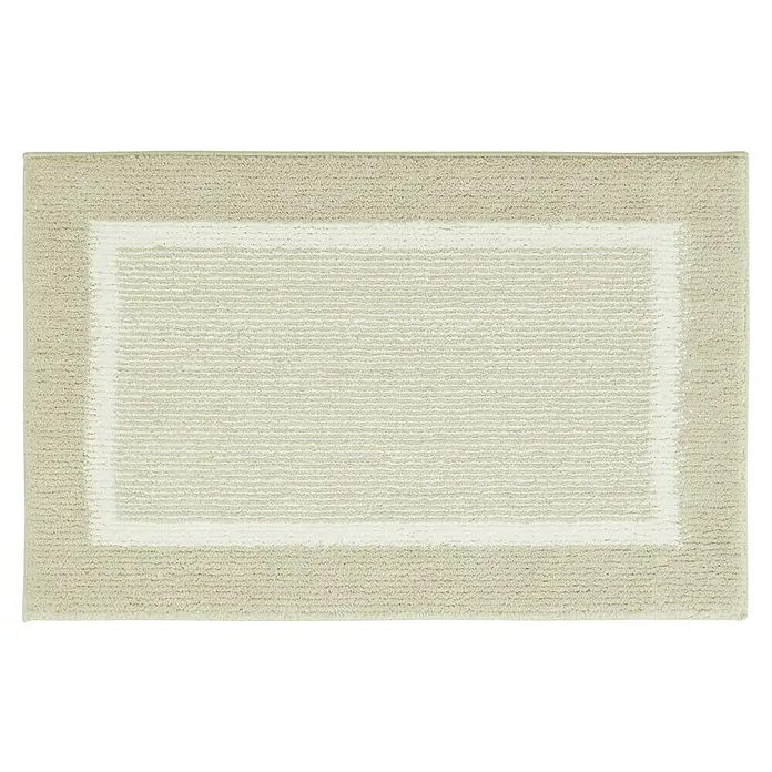 Badteppich Maui - 60 x 100 cm, Beige, 100% Polyester - Beige Badematte mit dekorativem Rand. Die saugfähige Badematte sorgt für Komfort und Sicherheit im Badezimmer.