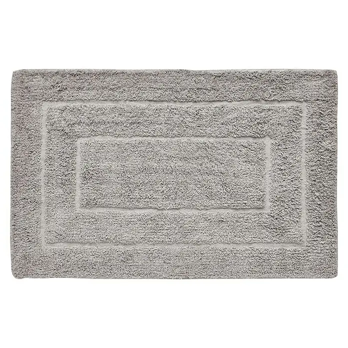 Badteppich Havanna - 50 x 80 cm, Taupe, Border, 80% Baumwolle, 20% Polyester - Grauer Badteppich mit rechteckigem Rahmenmuster für zusätzlichen Komfort und Stil im Badezimmer.