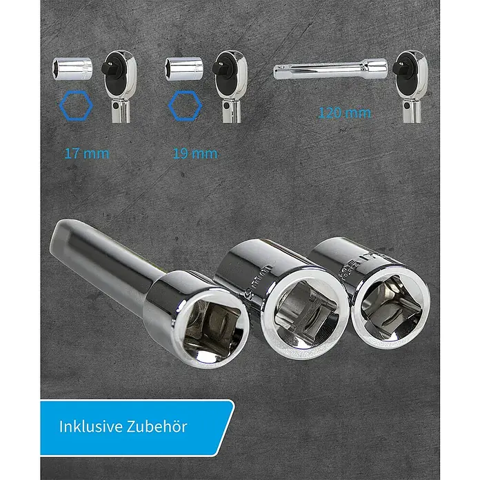 UniTEC Drehmomentschlüssel - ½″ Vierkant, Einstellungsbereich: 42 Nm - 210 Nm - Steckschlüsselsatz mit verschiedenen Aufsätzen und Verlängerung. Inklusive Zubehör für vielfältige Anwendungen in Werkstatt und Garage.