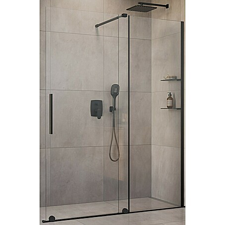 Camargue Duschwand Milano (B x H: 120 x 200 cm, Schwarz, Glasstärke: 8 mm)