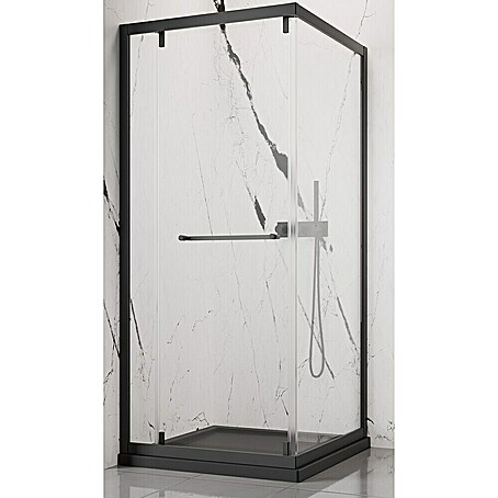 Camargue Eckdusche Verona (L x B x H: 90 x 90 x 195 cm, Schwarz, Glasstärke: 6 mm)