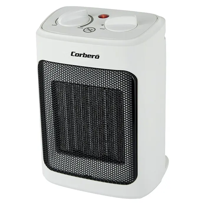 Corberó Calefactor de aire - 2.000 W, Blanco - Termoventilador de la marca Corberó, con diales para la temperatura y el ventilador, proporcionando calor al espacio.